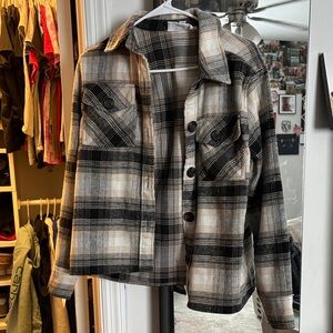 BB Dakota by Steve Madden Plaid Utility Jacket in Black and Cream